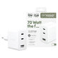 Ταξιδιωτικός αντάπτορας Grand Prix 2x USB-C/USB-A, GaN, 70 W PD, Ασημί-λευκό, empower