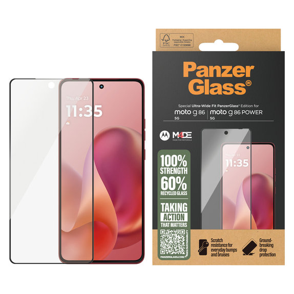 Σκληρυμένο γυαλί UWF για Motorola Moto G86 Power, Μαύρο, PanzerGlass