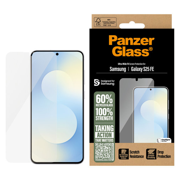 Σκληρυμένο γυαλί UWF με εφαρμογέα για Samsung Galaxy S25 FE, Διάφανο, PanzerGlass