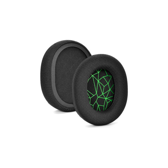Ανταλλακτικά Earpads Ακουστικών για SteelSeries Arctis 3, 5, 7, 9 Pro, Αφρός Μνήμης + Textile, Black / Green, 1 Pair