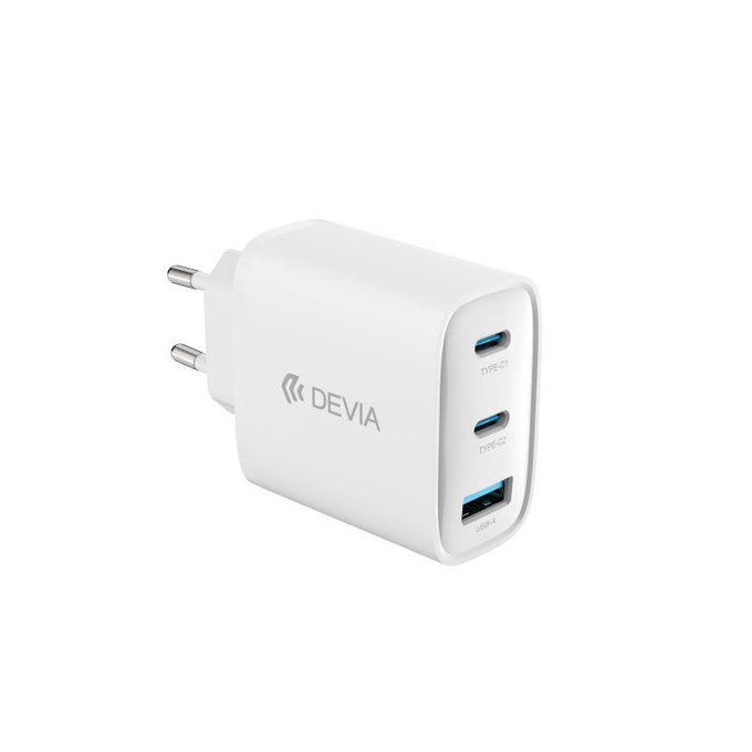 Φορτιστής Extreme Speed, 2x USB-C + USB-A, PD 65W, λευκός, Devia