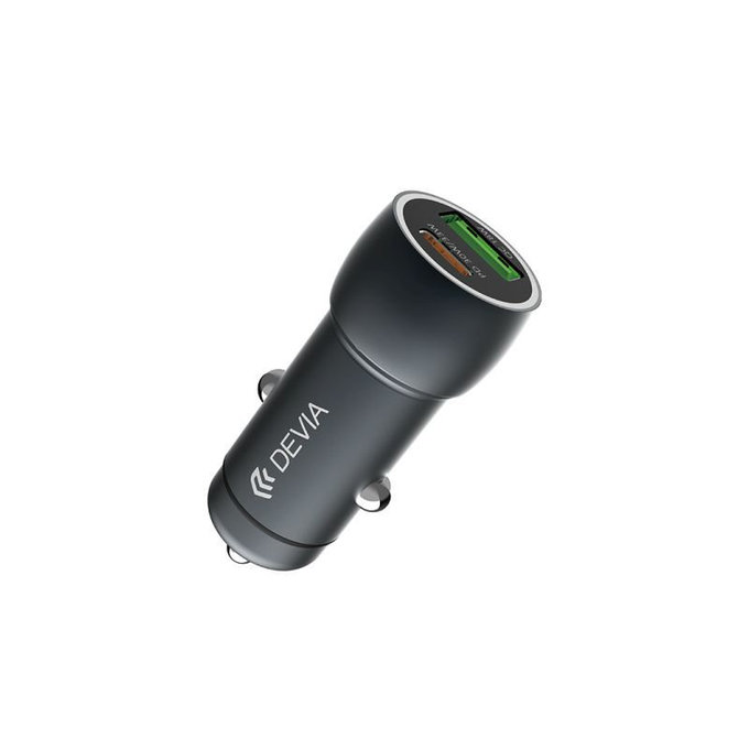 Φορτιστής αυτοκινήτου Extreme Speed USB-C + USB-A, PD 30W, QC 3.0 18W, γκρι, Devia