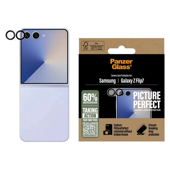 Προστατευτικό φακού κάμερας PicturePerfect για Samsung Z Flip7, Μαύρο, PanzerGlass