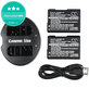 2 baterie z ładowarką doNikon Coolpix P7000, P7700, D3100, D3200, D5100, 1030mAh, Li-Ion, 7.4V, EN-EL14, HQ