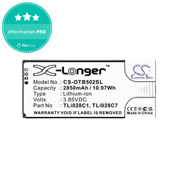 Μπαταρία για Alcatel 1b 2020, Alcatel Ot-5002a, 2850mAh, Li-Ion, 3.85V, TLI028C1, HQ