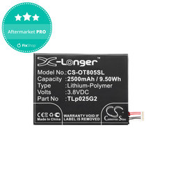 Μπαταρία για Alcatel One Touch Pixi 8", 2500mAh, Li-Pol, 3.8V, TLp025G2, HQ