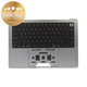 Άνω πλαίσιο πληκτρολογίου για MacBook Pro 14", A2442 (2021), A2779 (2023), με πληκτρολόγιο US και μπαταρία, Space Gray, 661-32210, Genuine Apple