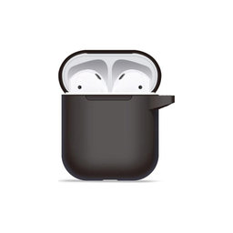 Θήκη Σιλικόνης για AirPods 1 και 2, Διαφανές, Μαύρο, Black