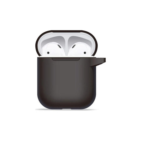 Θήκη Σιλικόνης για AirPods 1 και 2, Διαφανές, Μαύρο, Black