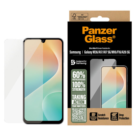 Σκληρυμένο γυαλί UWF για Samsung Galaxy M15 5G/F15 5G/A26 5G/A16/A16 5G, Μαύρο, PanzerGlass
