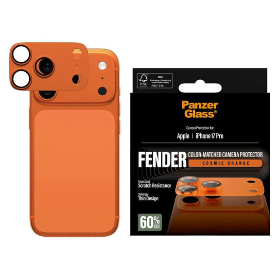 Προστατευτικό καλύμματος φακού Fender για iPhone 17 Pro, Πορτοκαλί, PanzerGlass