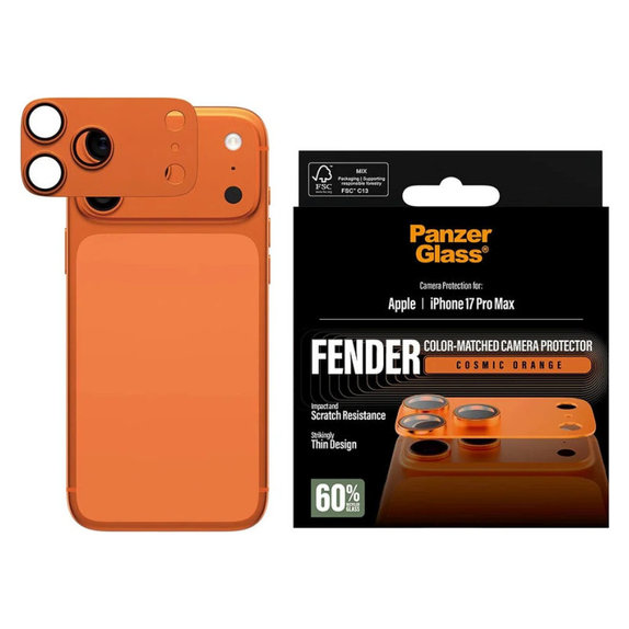 Προστατευτικό καλύμματος φακού Fender για iPhone 17 Pro Max, Πορτοκαλί, PanzerGlass