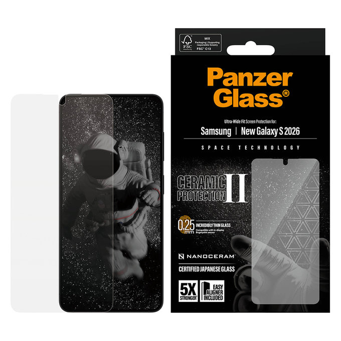 Σκληρυμένο γυαλί UWF Ceramic με εφαρμογέα για Samsung Galaxy S26, Διάφανο, PanzerGlass