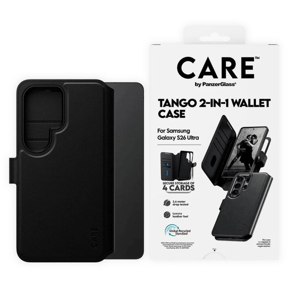 Θήκη Wallet Tango Two-In-One με QI για Samsung S26 Ultra, Μαύρο, CARE