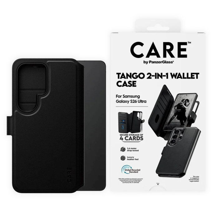 Θήκη Wallet Tango Two-In-One με QI για Samsung S26 Ultra, Μαύρο, CARE