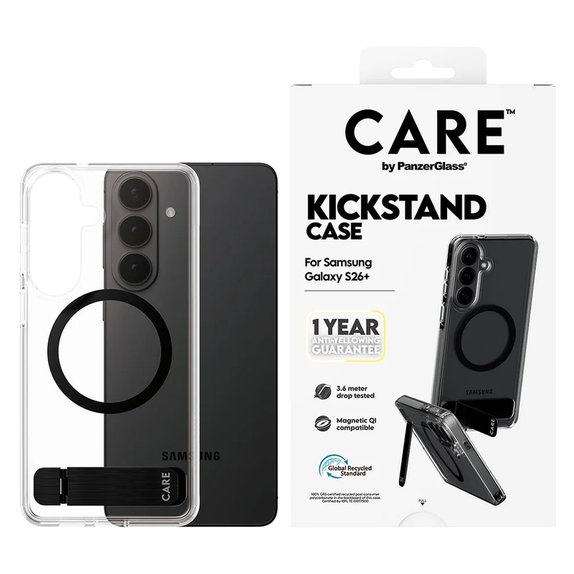 Θήκη Kickstand με μαύρο QI για Samsung Galaxy S26+, Μαύρο, PanzerGlass