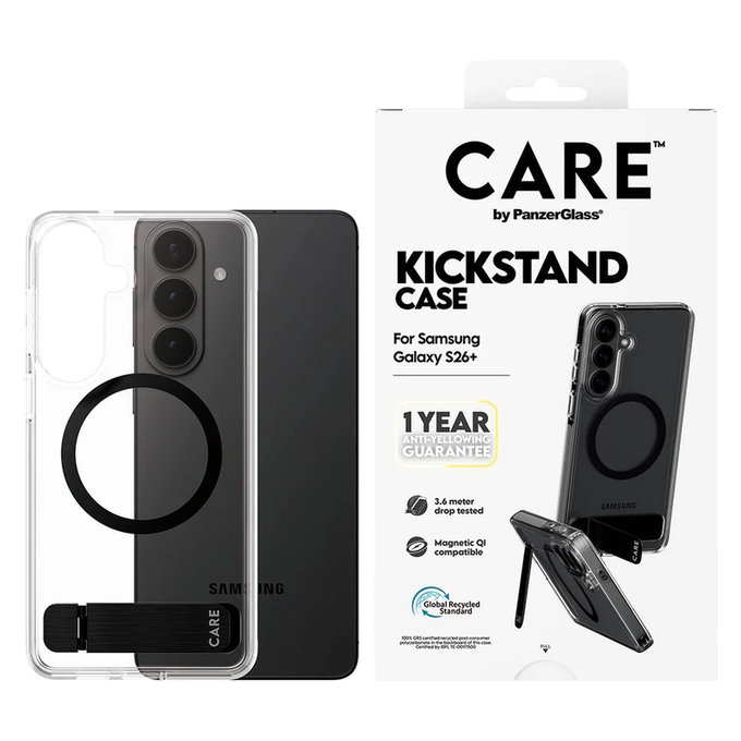 Θήκη Kickstand με μαύρο QI για Samsung Galaxy S26+, Μαύρο, PanzerGlass