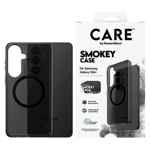 Θήκη Smokey με μαύρο QI για Samsung Galaxy S26+, Μαύρο, PanzerGlass