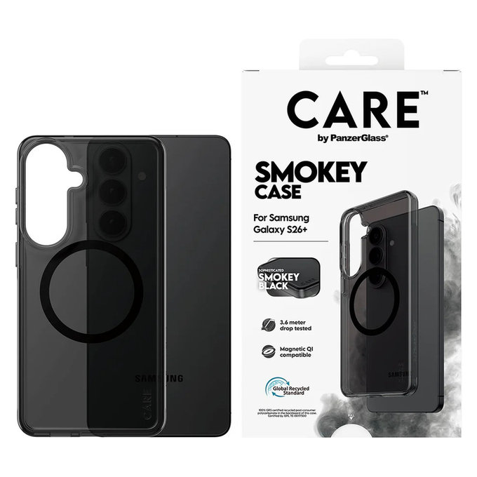 Θήκη Smokey με μαύρο QI για Samsung Galaxy S26+, Μαύρο, PanzerGlass