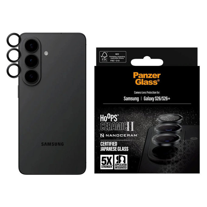 Προστατευτικό καλύμματος φακού Hoops Ceramic II για Samsung S26/S26+, Μαύρο, PanzerGlass