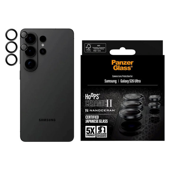 Προστατευτικό καλύμματος φακού Hoops Ceramic II για Samsung S26 Ultra, Μαύρο, PanzerGlass