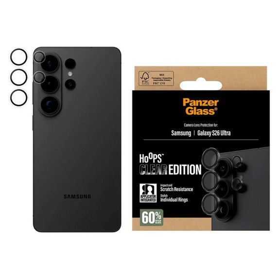 Προστατευτικό καλύμματος φακού Hoops για Samsung S26 Ultra, Διαφανές, PanzerGlass