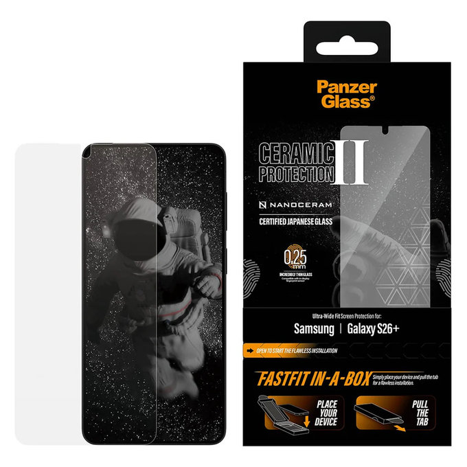 Σκληρυμένο γυαλί UWF Ceramic με FASTFIT In-A-Box για Samsung Galaxy S26+, Διάφανο, PanzerGlass