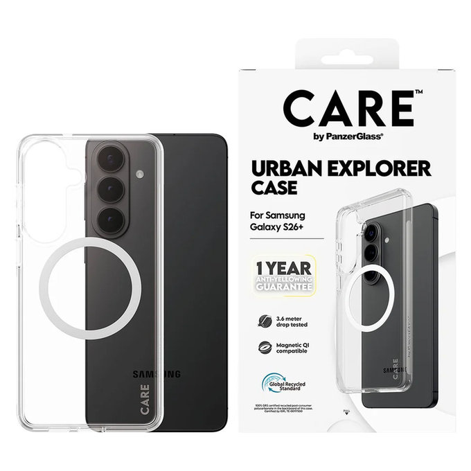 Θήκη Urban Explorer με λευκό QI για Samsung Galaxy S26+, Διάφανο, PanzerGlass