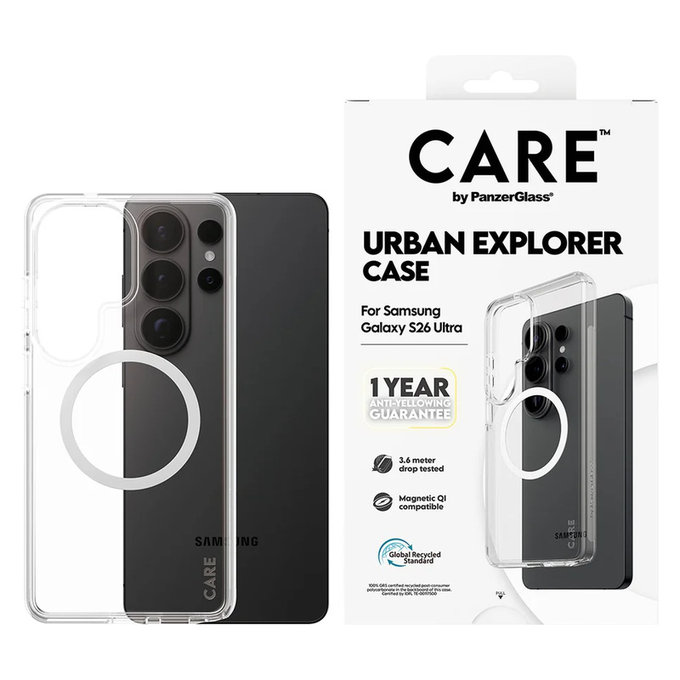 Θήκη Urban Explorer με λευκό QI για Samsung Galaxy S26 Ultra, Διάφανο, PanzerGlass