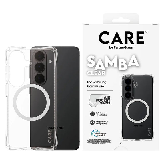 Θήκη Samba με λευκό QI για Samsung Galaxy S26, Διάφανο, PanzerGlass