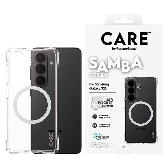 Θήκη Samba με λευκό QI για Samsung Galaxy S26, Διάφανο, PanzerGlass