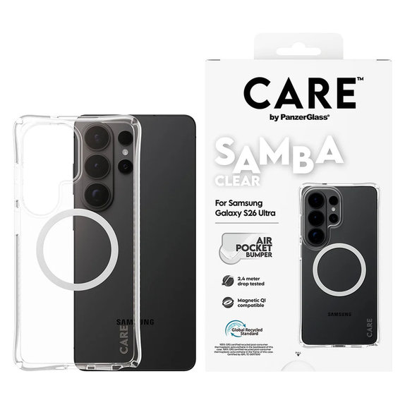 Θήκη Samba με λευκό QI για Samsung Galaxy S26 Ultra, Διάφανο, PanzerGlass