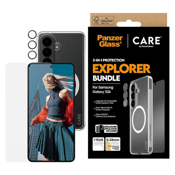 Bundle 3 σε 1 Explorer για Samsung S26, PanzerGlass