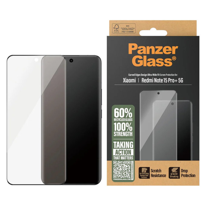 Σκληρυμένο γυαλί UWF για Xiaomi Redmi Note 15 Pro+ 5G, Μαύρο, PanzerGlass