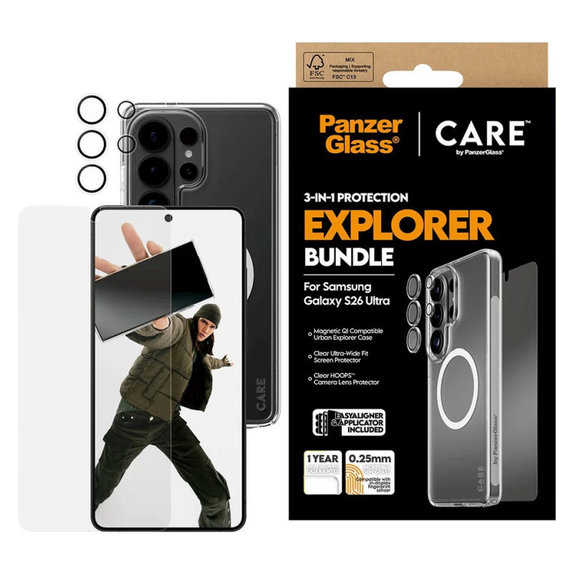 Bundle 3 σε 1 Explorer για Samsung S26 Ultra, PanzerGlass