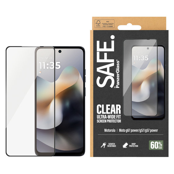 Σκληρυμένο γυαλί UWF για Motorola Moto G57 Power 5G, Μαύρο, SAFE by PanzerGlass