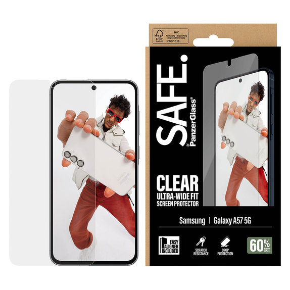 Σκληρυμένο γυαλί UWF με εφαρμογέα για Samsung Galaxy A57, Διάφανο, SAFE by PanzerGlass