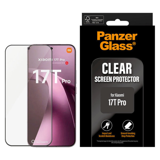 Σκληρυμένο γυαλί UWF για Xiaomi 17T Pro, Μαύρο, PanzerGlass
