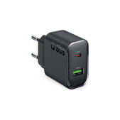 Ταξιδιωτικός αντάπτορας USB-A/USB-C, GaN, 65 W PD, μαύρο, SBS