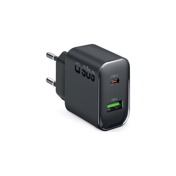 Ταξιδιωτικός αντάπτορας USB-A/USB-C, GaN, 65 W PD, μαύρο, SBS