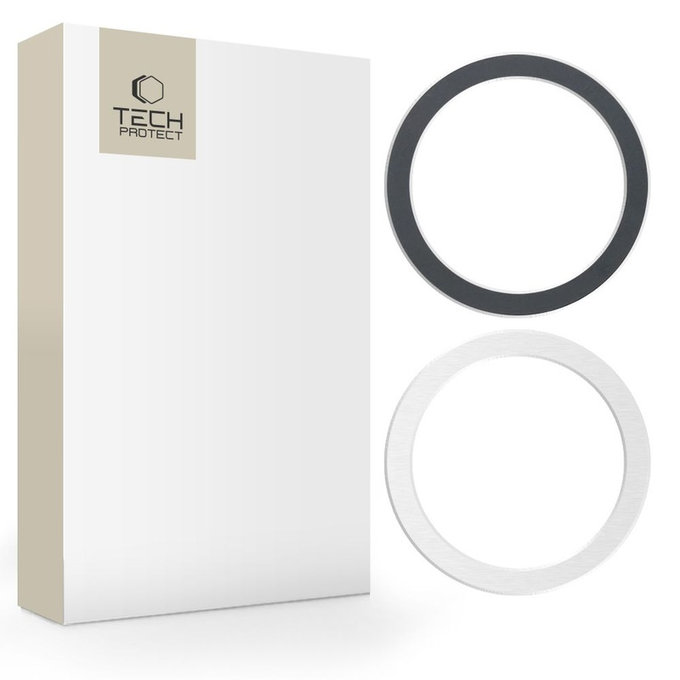 Μαγνητικός δακτύλιος MagSafe MagMat MagSafe 2-PACK Black &, ασημί, Tech-Protect