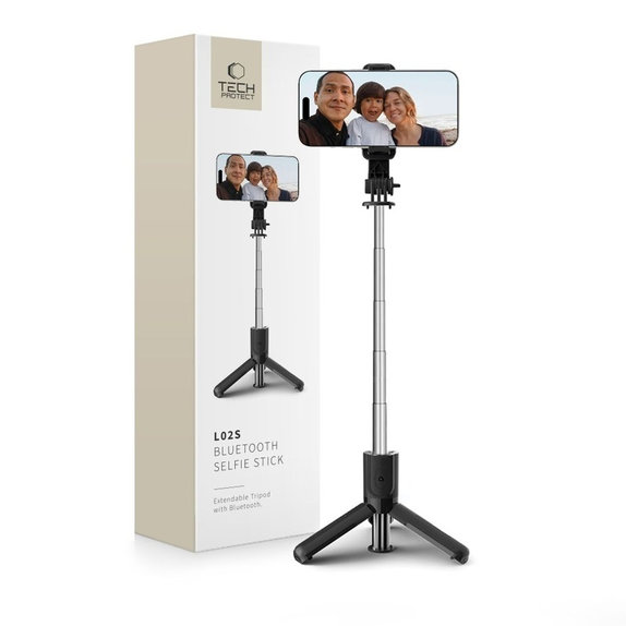 Selfie stick με τρίποδο L02S, μαύρη, Tech-Protect