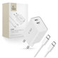 Φορτιστής δικτύου C35W 2-PORT PD 35W + USB-C Cable, λευκή, Tech-Protect