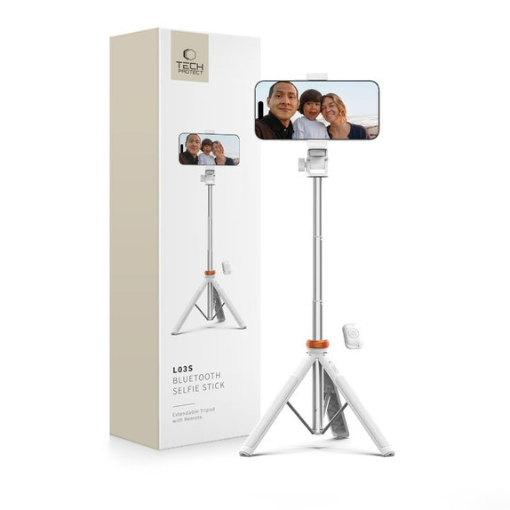 Selfie stick με τρίποδο L03S, λευκή, Tech-Protect
