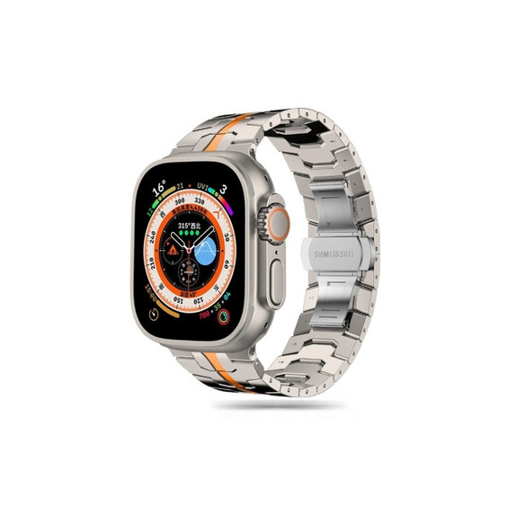Λουράκι Stainless Line για Apple Watch 8 / 9 / 10 / 11 / SE / Ultra (44 / 45 / 46 / 49 mm), Titanium/Orange, Tech-Protect