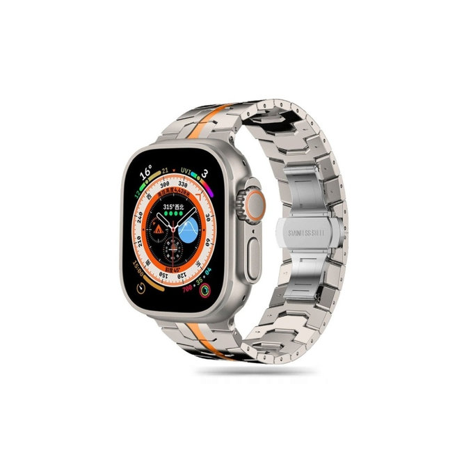 Λουράκι Stainless Line για Apple Watch 8 / 9 / 10 / 11 / SE / Ultra (44 / 45 / 46 / 49 mm), Titanium/Orange, Tech-Protect