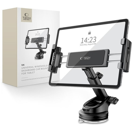 Βάση αυτοκινήτου V4 Universal Windshield & Dashboard for Tablet, μαύρη, Tech-Protect