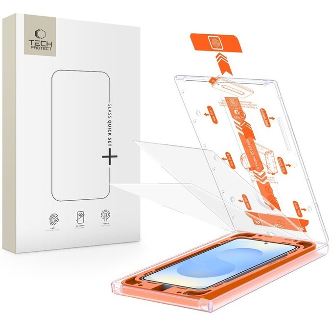 Σκληρυμένο γυαλί Quick Set+ 2-PACK για Samsung S24 / S25, διάφανη, Tech-Protect
