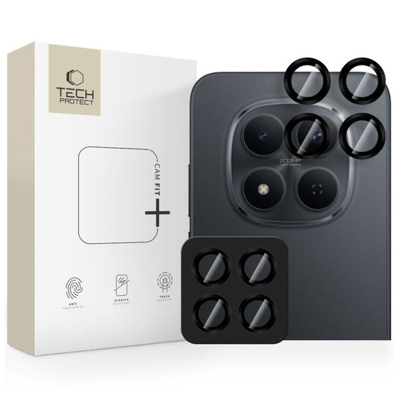 Προστασία κάμερας Camring Fit+ για Xiaomi Poco M8 Pro / Redmi Note 15 Pro 5G / 15 Pro+ Plus 5G, μαύρη, Tech-Protect