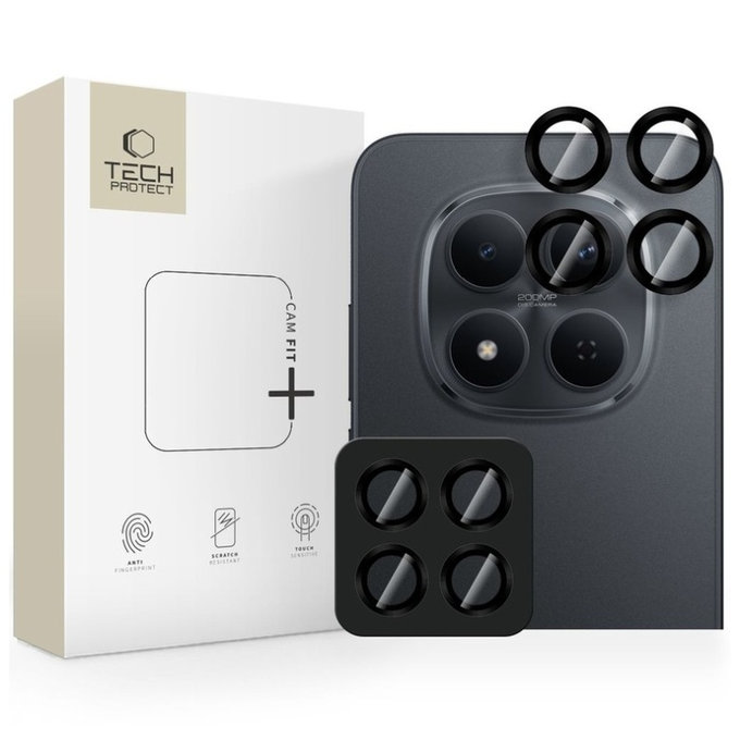 Προστασία κάμερας Camring Fit+ για Xiaomi Poco M8 Pro / Redmi Note 15 Pro 5G / 15 Pro+ Plus 5G, μαύρη, Tech-Protect